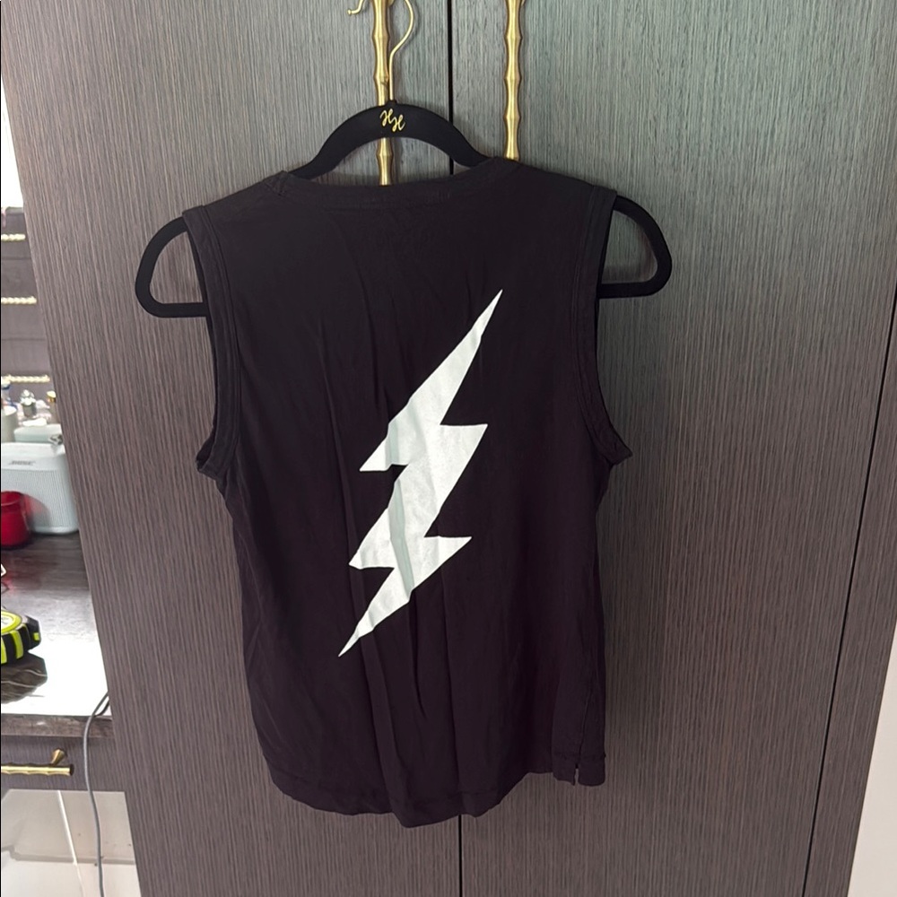 Zadig & Voltaire Black Muscle Tee with Lightning Bolt - Picture 2 of 10